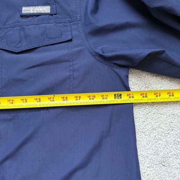 Habit Men Navy Button-Up Shirt Solar Protection Fishing Hiking Sz L - Picture 7 of 9